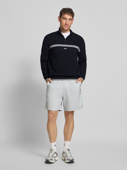 BOSS Green Regular Fit Troyer aus Baumwoll-Mix Modell 'ZONE' Dunkelblau 1