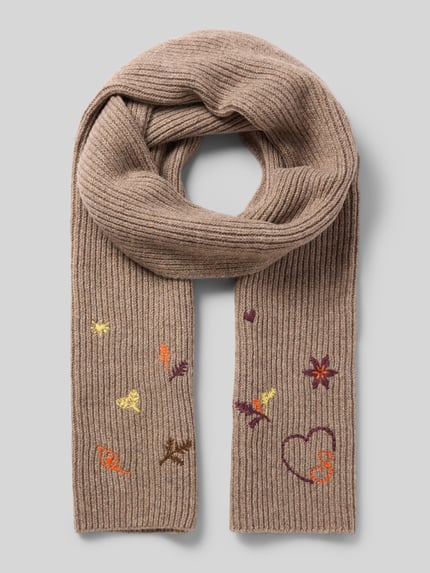 PIECES Schal mit verspielten Stickereien Taupe Melange 1
