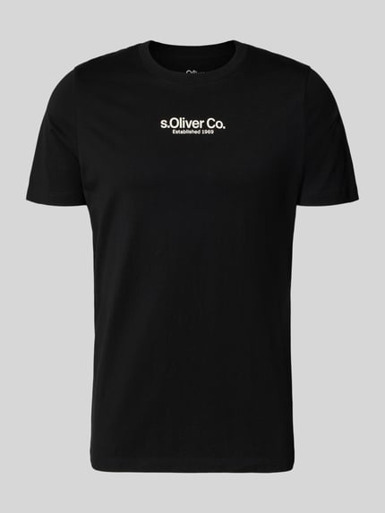 Produktfoto, Regular Fit T-Shirt aus reiner Baumwolle von s.Oliver RED LABEL, Optik: Unifarben, Label-Schriftzug, Kurzarm, Rundhals, Jersey