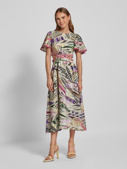 SWING Tailliertes Maxikleid aus reinem Leinen Gruen 4