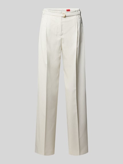 Productfoto, Loose Fit Weite Hose met viscose-aandeel model 'HEJULY' van HUGO, twill met streeppatroon, bandplooi, riem, steekzakken