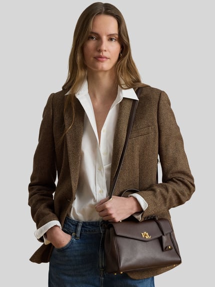 Lauren Ralph Lauren Handtas met echt leer met afneembare schouderband Donkerbruin - 1