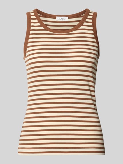 s.Oliver RED LABEL Slim fit tanktop van katoenmix Middenbruin - 2