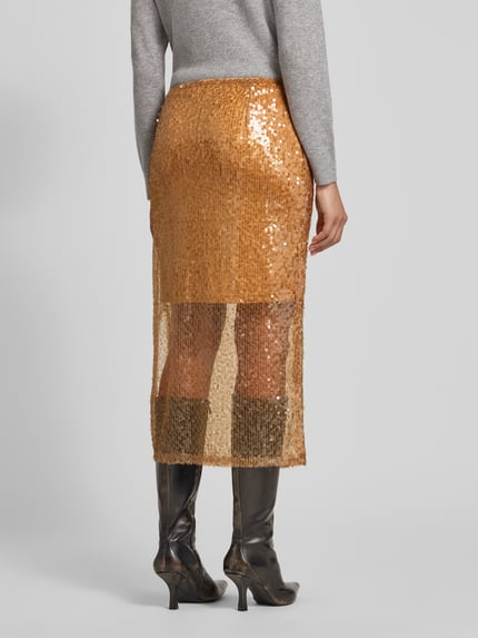 Jake*s Collection Spódnica midi z półprzezroczystym efektem warstw Camel 5