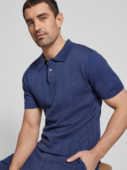 Colours & Sons Slim fit poloshirt met labeldetail Marineblauw - 3
