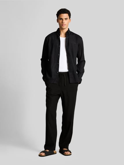 Tom Tailor Denim Regular Fit Hose aus Viskose-Leinen-Mix Black 1