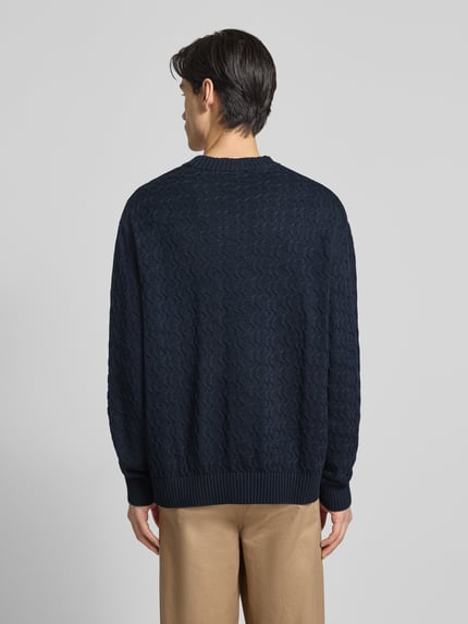 Selected Regular Fit Strickpullover aus reiner Baumwolle Modell 'PHILIP' Dunkelblau 5