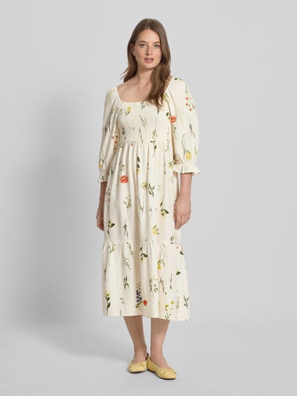 ZABAIONE Midikleid aus Viskose-Mix mit Leinen-Anteil Modell 'Mi44ss' Offwhite 4