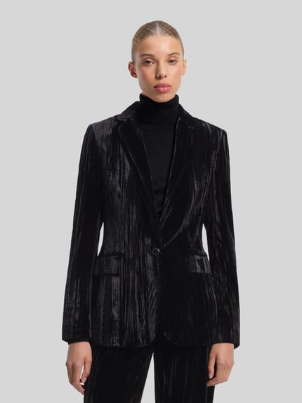 HUGO Regular Fit Longblazer mit Samtoptik Black 4