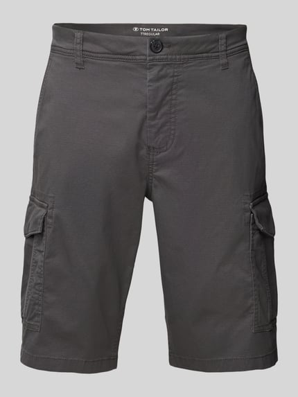 Tom Tailor Regular fit cargoshorts van mix van katoen en elastaan Antraciet - 2