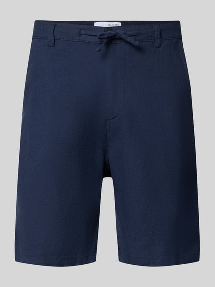 Selected Slim Fit Bermudas aus Baumwoll-Leinen-Mix Modell 'BRODY' Marine 2