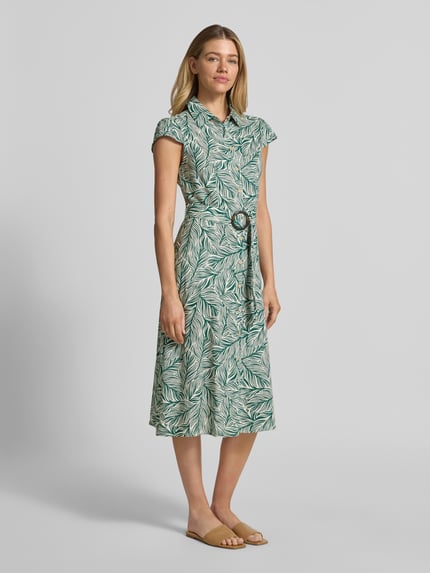 Apricot Midikleid aus Viskose-Mix mit Leinen-Anteil Gruen 1