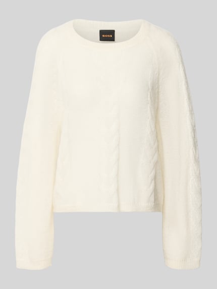 Produktfoto, cremeweißer Regular Fit Pullover aus reiner Baumwolle Modell 'C_Fypera' von BOSS Orange, Damen Pullover von BOSS