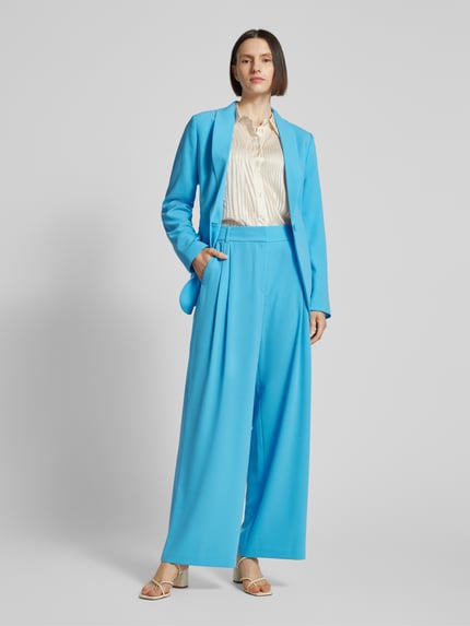 s.Oliver BLACK LABEL Wide leg stoffen broek met bandplooien Lichtblauw - 1