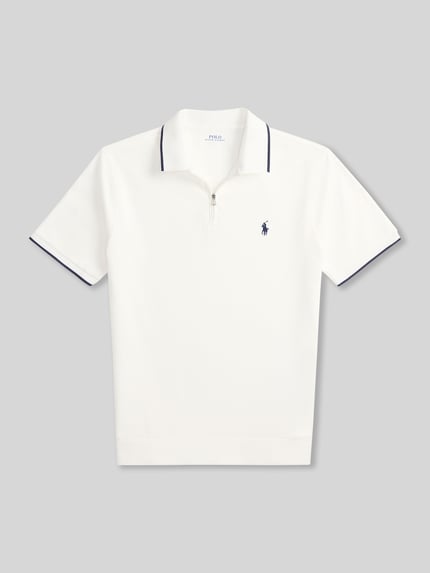 Polo Ralph Lauren regular fit poloshirt van katoenmix met ritssluiting Wit - 2