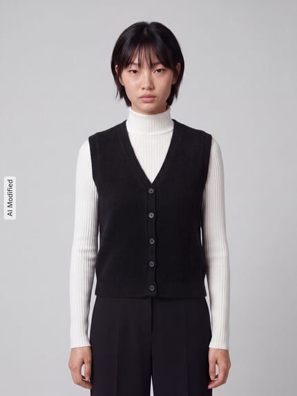 PIECES Regular Fit Weste mit V-Ausschnitt Modell 'SALLY' Black 4