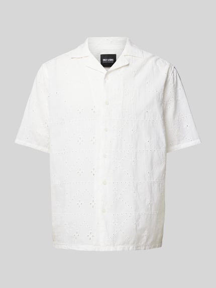 ONLY & SONS Freizeithemd mit Lochmuster Modell 'ARON' Weiss 2
