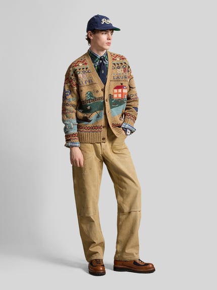 Polo Ralph Lauren Cardigan aus Wolle mit Landschaftsintarsien Beige 1