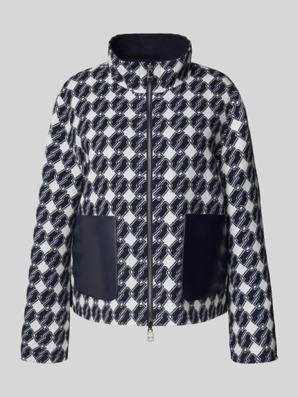Marc Cain Regular fit jack van katoenmix met opstaande kraag Marineblauw - 2