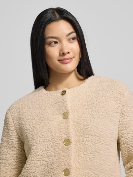 Christian Berg Woman Teddyfell Jacke mit Knopfleiste Ecru 3