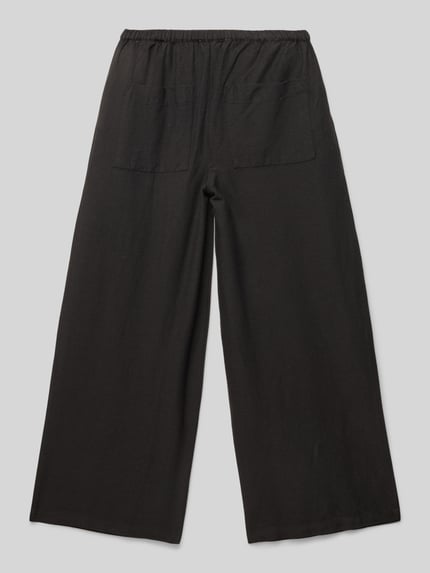 MANGO Wide Leg Stoffhose mit Leinen-Anteil Black 3