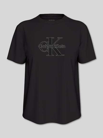 Calvin Klein Jeans Regular fit t-shirt van puur katoen Zwart - 2