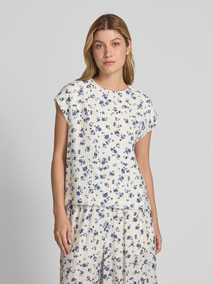 MSCH Copenhagen Regular fit blousetop met structuurmotief, model 'Falisha' Rookblauw - 4