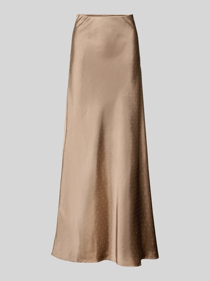 Produktfoto, Maxirock mit elastischem Bund van Neo Noir, beige kleur, gladde textuur, losse pasvorm, materiaal-mix met stretch, lange rok