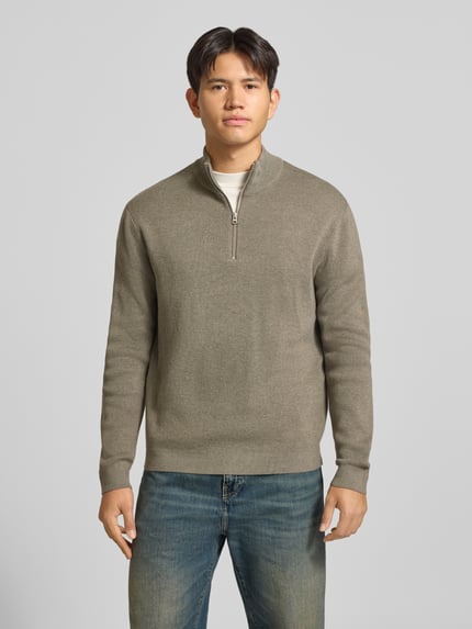 ONLY & SONS troyer o kroju regular fit z czystej bawełny model 'TING' Oliwkowy 4
