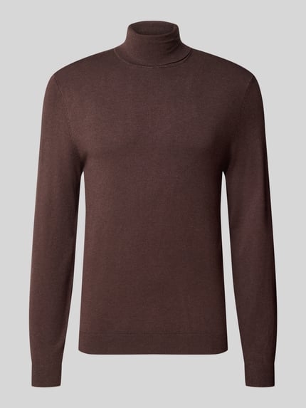 Slim Fit Rollkragenpullover aus Viskose-Mix mit Rippbündchen Shop The Look MANNEQUINE