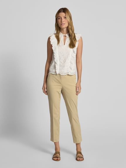 CAMBIO Skinny fit stoffen broek met persplooien, model 'STELLA' Camel - 1
