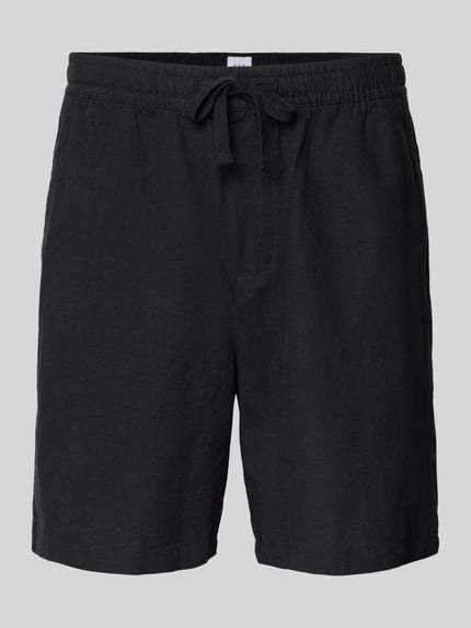 Produktfoto, Leinenshorts mit elastischem Bund von GAP aus Leinen-Baumwoll-Mix in Schwarz, Loose-Fit, Kordelzug und Eingrifftaschen