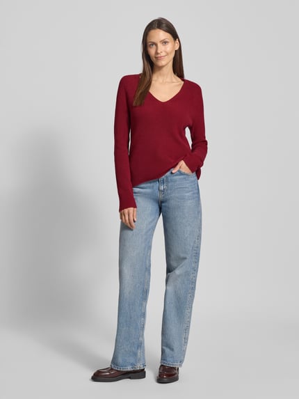 Tom Tailor Regular Fit Strickpullover aus reiner Baumwolle Rot 1