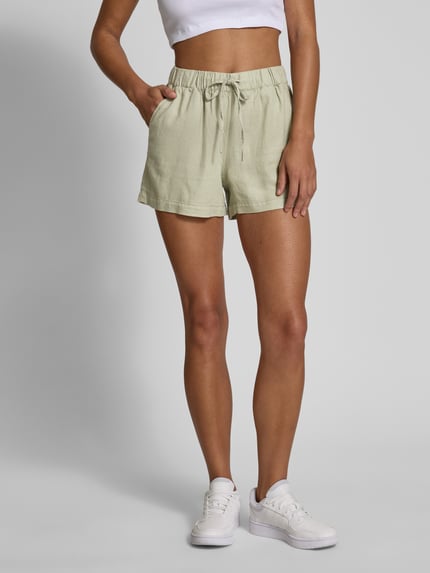 ONLY Loose fit korte broek van een mix van viscose en linnen, model 'CARO' Olijfgroen - 4