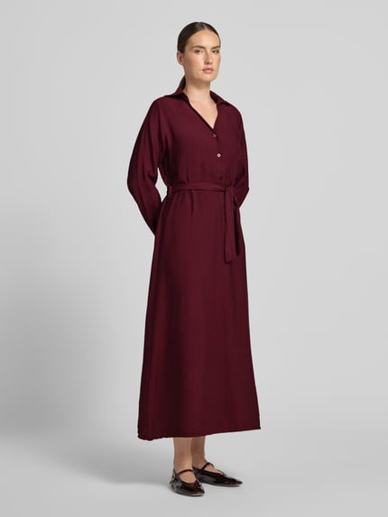 ZABAIONE Hemdblusenkleid mit kurzer Knopfleiste Modell 'Di44anaa' Bordeaux 1