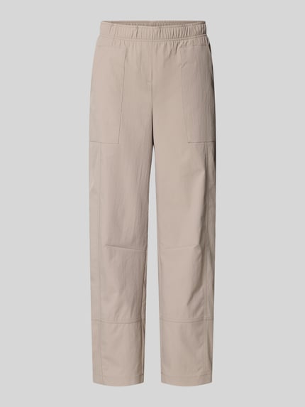 Produktfoto, Regular fit stoffen broek met steekzakken Model 'OPHELIA' van Cambio, dames, elastische band, verkorte pijpen, bandwijdte maat 36: 42 cm, binnenbeenlengte maat 36: 69 cm, lichtbeige kleur, gladde textuur