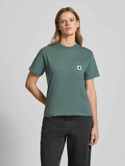 Carhartt Work In Progress T-shirt z kieszenią na piersi i detalem z logo Limonkowy 4