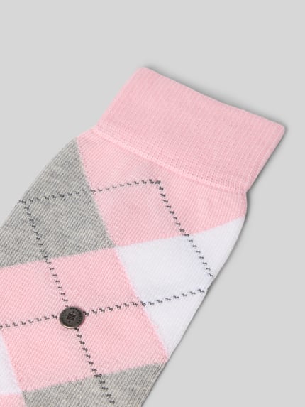 Produktfoto, Socken mit Zickzack-Muster Modell 'Queen' von Burlington in Rosa, Weiß und Grau, Bio-Baumwollmischung, elastische Rippenbündchen