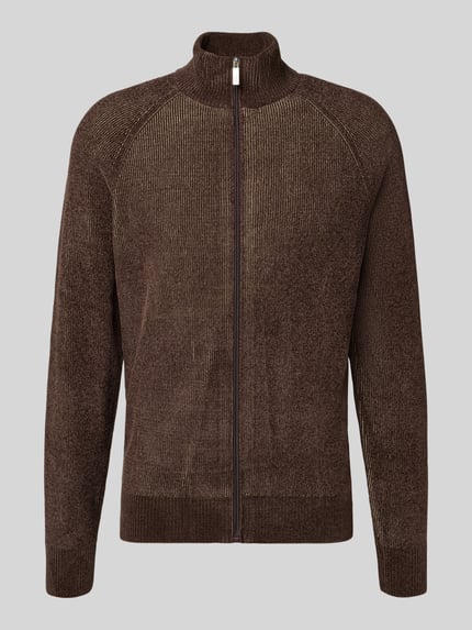Jake*s Studio Men Cardigan met opstaande kraag en ritssluiting Chocoladebruin - 2