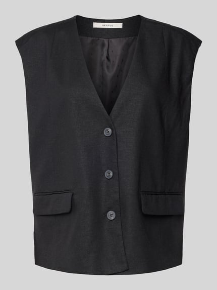 Gestuz Regular Fit Weste aus Viskose-Leinen-Mix Modell 'IZZA' Black 2