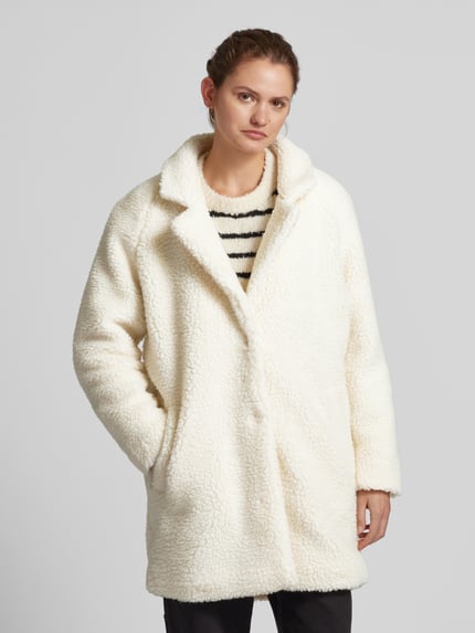 ONLY Płaszcz z futerka o kroju regular fit z krytym zapięciem na zatrzaski model ‘NEWAURELIA’ Złamany biały 4