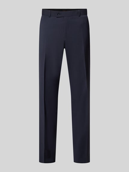 Produktfoto, dunkelblaue Slim Fit Stoffhose mit Baumwoll-Anteil Modell 'Cole' von CG – CLUB of GENTS, Bügelfalten, Eingriff- und Gesäßtaschen, glatte Textur