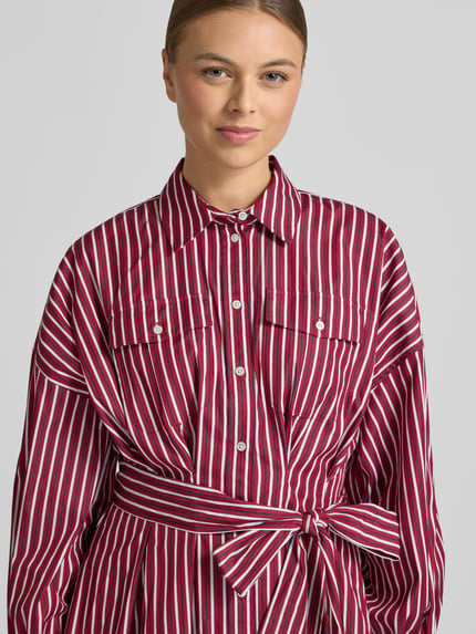 Lauren Ralph Lauren Getailleerde blousejurk van puur katoen model 'DRAVIN' Donkerrood - 3