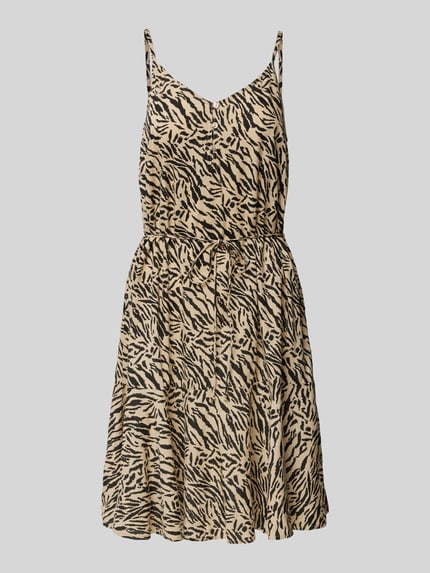 PIECES Knielanges Kleid mit Bindegürtel Modell 'NYA' Sand 2