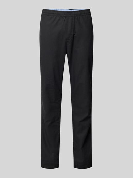 Produktfoto, Gerade Hose aus Leinen-Baumwoll-Mix von Tom Tailor, czarny kolor, krój regular fit, unikatowa tekstura, widoczne kieszenie