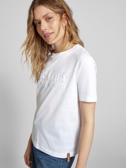 MM by Max Mara T-Shirt mit Label-Schriftzug Modell 'PAGGIO' Weiss 3