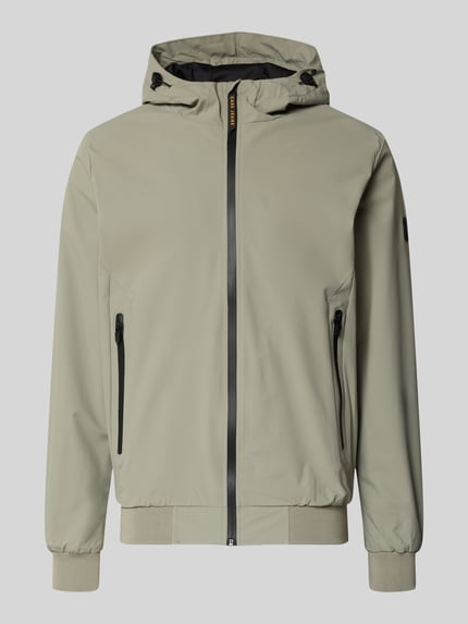 Produktfoto, Jacke mit Reißverschlusstaschen Modell 'MATTEO' von CARS JEANS aus Material-Mix mit Stretch-Anteil, Regular-Fit, beige, Kapuze mit Tunnelzug, schwarze Reißverschlüsse, glatte Struktur.