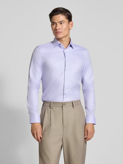 Jake*s Slim Fit Businesshemd mit Strukturoptik Lavender 4