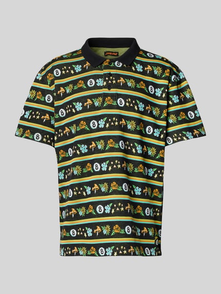 Santa Cruz Poloshirt mit kurzer Knopfleiste und Label-Detail Black 2
