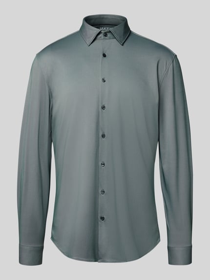 Jake*s Koszula biznesowa o kroju slim fit z kołnierzykiem typu kent Ciemnozielony 2